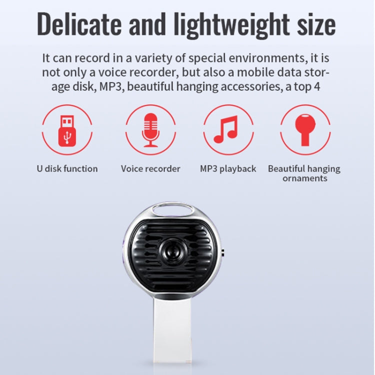 JNN S13 Zinc Alloy U-disk Voice Recorder, Memory:8GB(Silver) - U-Disk Recorder by JNN | Online Shopping UK | buy2fix