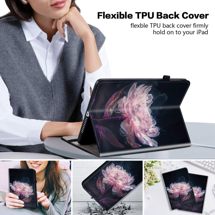 For iPad Pro 11 2024 Crystal Texture Painted Leather Smart Tablet Case(Purple Peony) - iPad Pro 11 2024 Cases by buy2fix | Online Shopping UK | buy2fix