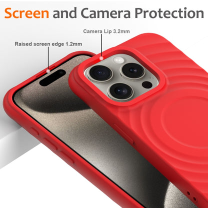 For iPhone 16 Pro Max Wave Texture MagSafe Magnetic Liquid Silicone Phone Case(Red) - iPhone 16 Pro Max Cases by buy2fix | Online Shopping UK | buy2fix