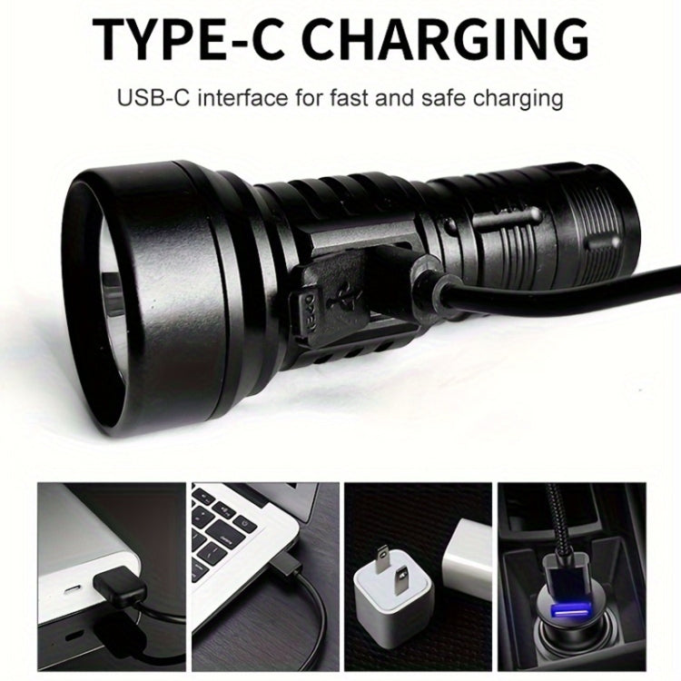 819 T20 1000LM USB Rechargeable LED Flashlight Not Battery(Black) - LED Flashlight by buy2fix | Online Shopping UK | buy2fix