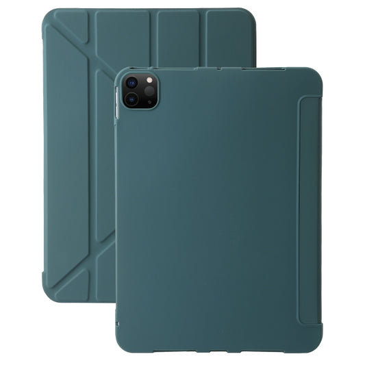 For iPad Pro 13 2024 TPU Deformation Flip Leather Tablet Case with Holder(Dark Green) - iPad Pro 13 2024 Cases by buy2fix | Online Shopping UK | buy2fix