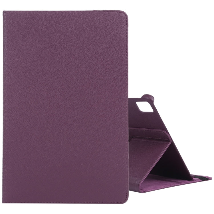 For iPad Pro 11 2024 360 Degree Rotation Litchi Texture Leather Tablet Case with Holder(Purple) - iPad Pro 11 2024 Cases by buy2fix | Online Shopping UK | buy2fix