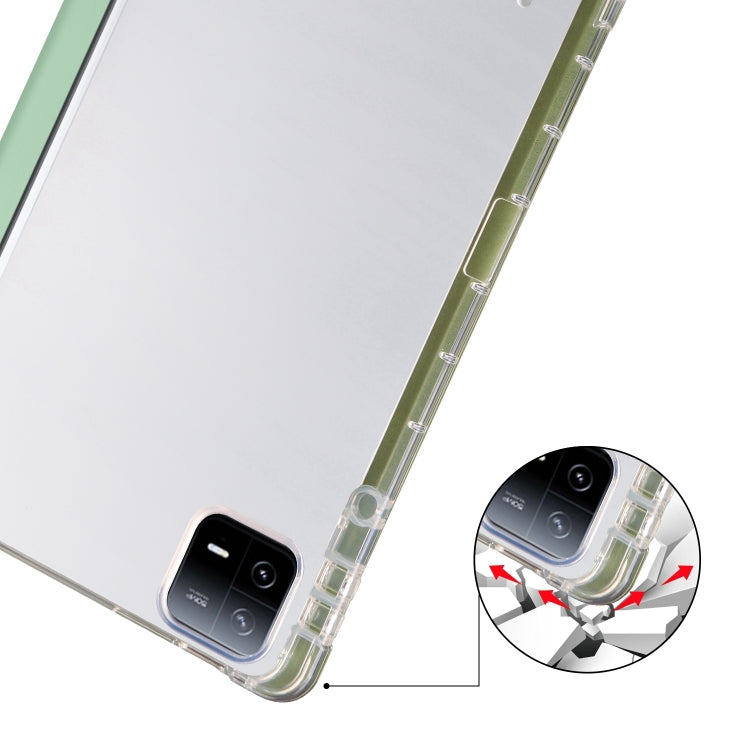 For iPad Air 11 2025 / 2024 3-fold Clear TPU Smart Leather Tablet Case with Pen Slot(Green) - iPad Air 11 2025 / 2024 Cases by buy2fix | Online Shopping UK | buy2fix