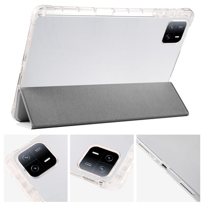 For iPad Air 11 2024 3-fold Clear TPU Smart Leather Tablet Case with Pen Slot(Space Gray) - iPad Air 11 2024 Cases by buy2fix | Online Shopping UK | buy2fix