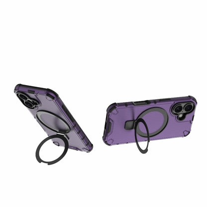 For iPhone 16 Grating Holder Shockproof Phone Case(Purple) - iPhone 16 Cases by buy2fix | Online Shopping UK | buy2fix