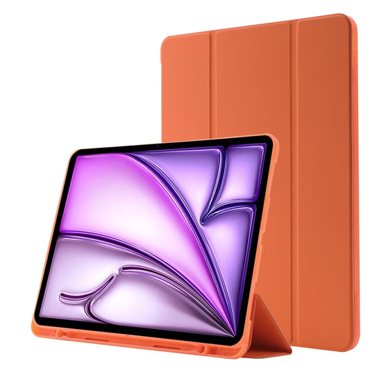 For iPad Air 13 2024 Skin Feel Tri-fold Leather Tablet Case with Pen Slot(Orange) - iPad Air 13 2024 Cases by buy2fix | Online Shopping UK | buy2fix