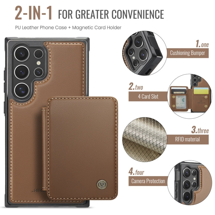 For Samsung Galaxy S24 Ultra 5G JEEHOOD J05 Business Magnetic Style RFID Leather Phone Case(Brown) - Galaxy S24 Ultra 5G Cases by JEEHOOD | Online Shopping UK | buy2fix