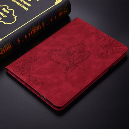 For iPad Air 11 2024 Butterfly Flower Embossed Leather Tablet Case(Red) - iPad Air 11 2025 / 2024 Cases by buy2fix | Online Shopping UK | buy2fix