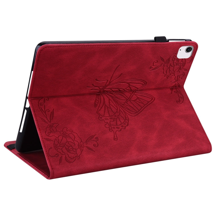 For iPad Air 11 2024 Butterfly Flower Embossed Leather Tablet Case(Red) - iPad Air 11 2025 / 2024 Cases by buy2fix | Online Shopping UK | buy2fix