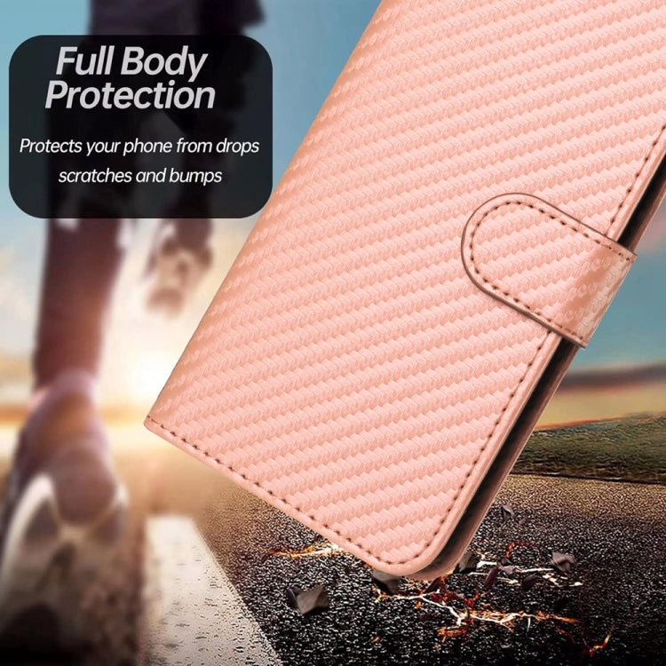 For iPhone 16 Pro Max YX0070 Carbon Fiber Buckle Leather Phone Case with Lanyard(Pink) - iPhone 16 Pro Max Cases by buy2fix | Online Shopping UK | buy2fix