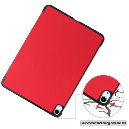 For iPad Air 11 2024 Custer Pure Color 3-Fold Holder Smart Leather Tablet Case(Red) - iPad Air 11 2024 Cases by buy2fix | Online Shopping UK | buy2fix