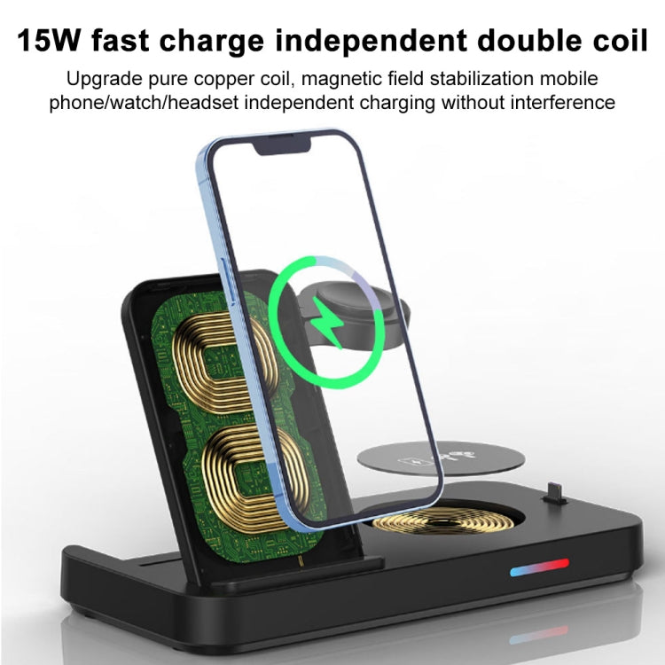 For Apple Watch Series 3 in 1 15W Fold Wireless Charger Stand(White) - Multifunction Charger by buy2fix | Online Shopping UK | buy2fix