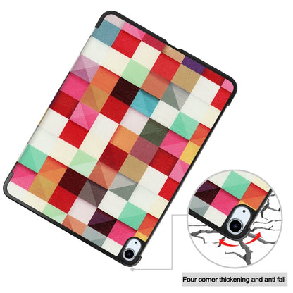 For iPad Air 11 2024 Custer Painted 3-Fold Holder Smart Leather Tablet Case(Magic Cube) - iPad Air 11 2024 Cases by buy2fix | Online Shopping UK | buy2fix