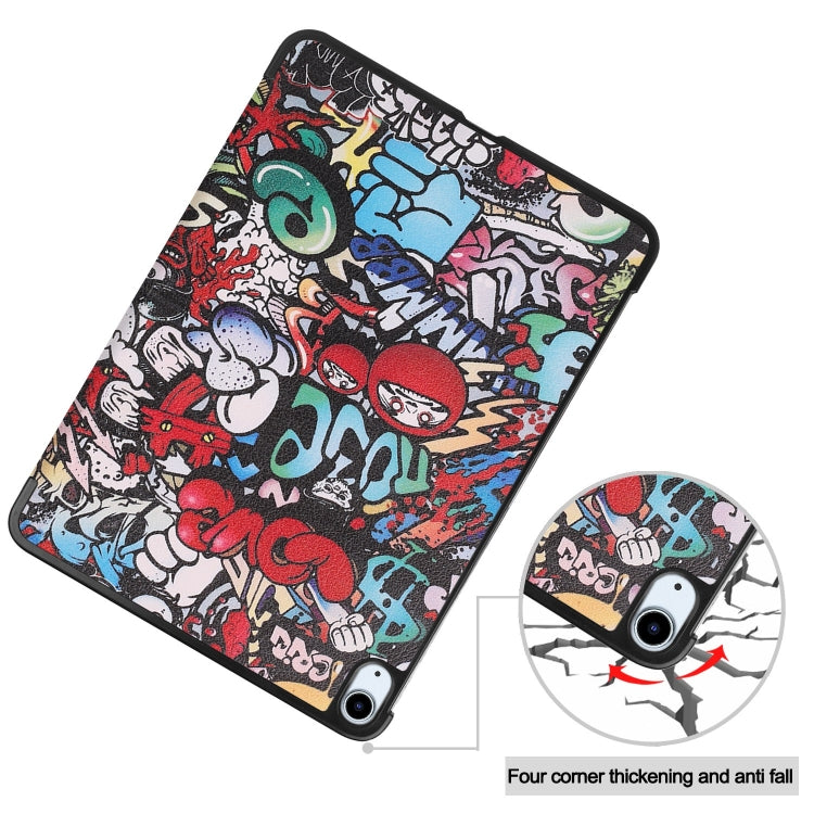 For iPad Air 11 2024 Custer Painted 3-Fold Holder Smart Leather Tablet Case(Graffiti) - iPad Air 11 2024 Cases by buy2fix | Online Shopping UK | buy2fix