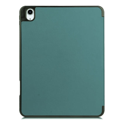 For iPad Air 11 2024 Custer TPU Pure Color 3-Fold Holder Smart Leather Tablet Case(Dark Green) - iPad Air 11 2024 Cases by buy2fix | Online Shopping UK | buy2fix