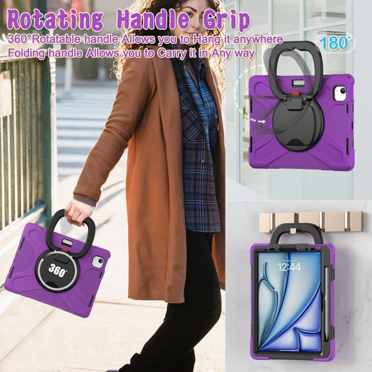 For iPad Air 11 2024 Silicone Hybrid PC Tablet Case with Holder & Shoulder Strap(Purple) - iPad Air 11 2024 Cases by buy2fix | Online Shopping UK | buy2fix