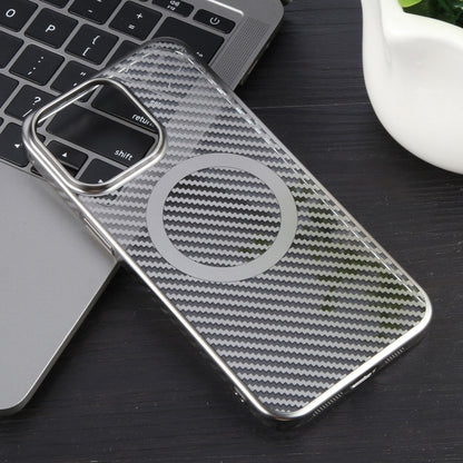 For iPhone 15 Plus 6D Plated Carbon Fiber Clear Magsafe PC Phone Case(Titanium Grey) - iPhone 15 Plus Cases by buy2fix | Online Shopping UK | buy2fix