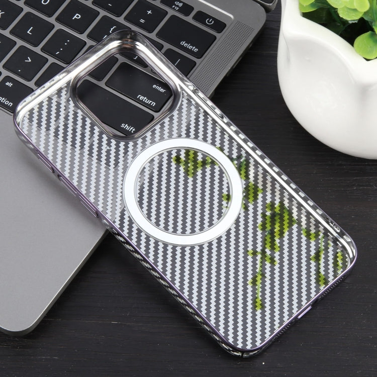 For iPhone 13 Pro Max 6D Plated Carbon Fiber Clear Magsafe PC Phone Case(Aurora Purple) - iPhone 13 Pro Max Cases by buy2fix | Online Shopping UK | buy2fix