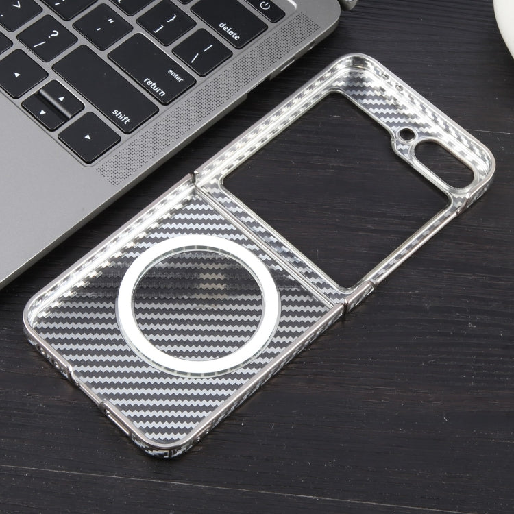 For Samsung Galaxy Z Flip6 6D Plated Carbon Fiber Clear Magsafe PC Phone Case(Titanium Grey) - Galaxy Z Flip6 5G Cases by buy2fix | Online Shopping UK | buy2fix