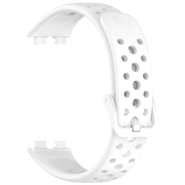 For Huawei Band 9 / 9 NFC / 8 / 8 NFC Round Hole Nail Button Silicone Watch Band(White) - Watch Bands by buy2fix | Online Shopping UK | buy2fix