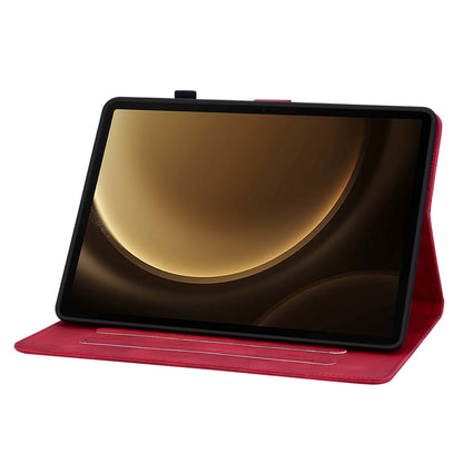 For Samsung Galaxy Tab S9+ / S9 FE+ Lily Embossed Leather Tablet Case(Red) - Galaxy Tab S9+ Cases by buy2fix | Online Shopping UK | buy2fix