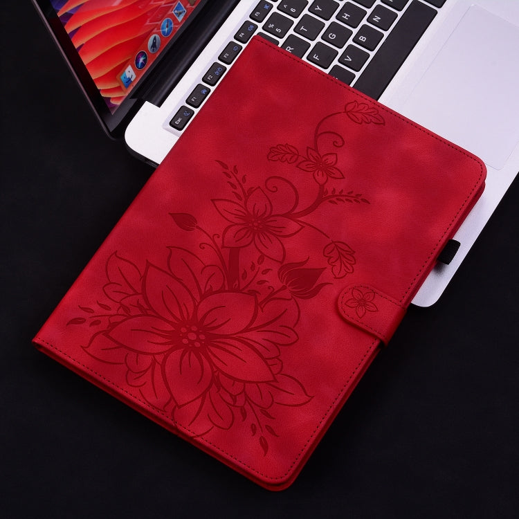 For Huawei MatePad SE 11 2024 Lily Embossed Leather Tablet Case(Red) - Huawei by buy2fix | Online Shopping UK | buy2fix