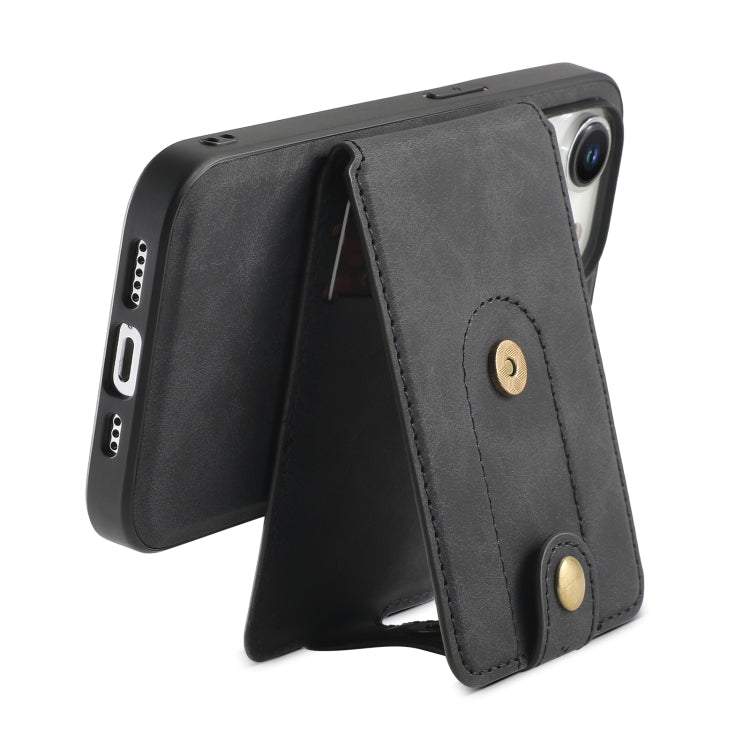 For iPhone 15 Plus Denior D14 NK Retro Pattern MagSafe Magnetic Card Holder Leather Phone Case(Black) - iPhone 15 Plus Cases by Denior | Online Shopping UK | buy2fix