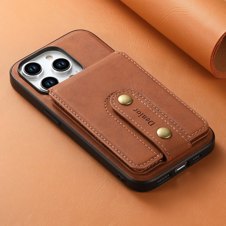 For iPhone 13 Pro Denior D14 NK Retro Pattern MagSafe Magnetic Card Holder Leather Phone Case(Brown) - iPhone 13 Pro Cases by Denior | Online Shopping UK | buy2fix