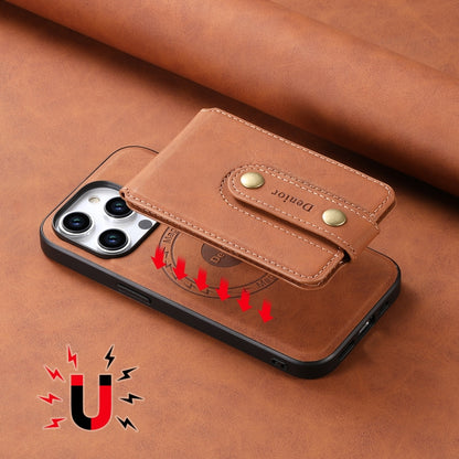 For iPhone 13 Pro Denior D14 NK Retro Pattern MagSafe Magnetic Card Holder Leather Phone Case(Brown) - iPhone 13 Pro Cases by Denior | Online Shopping UK | buy2fix