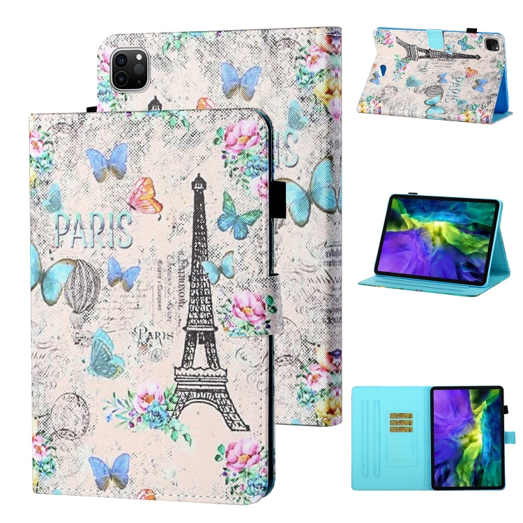 For iPad Pro 11 2024 Coloured Drawing Stitching Smart Leather Tablet Case(Tower and Butterflies) - iPad Pro 11 2024 Cases by buy2fix | Online Shopping UK | buy2fix