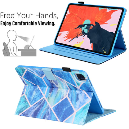 For iPad Pro 11 2024 Colored Drawing Leather Smart Tablet Case(Blue Grid) - iPad Pro 11 2024 Cases by buy2fix | Online Shopping UK | buy2fix