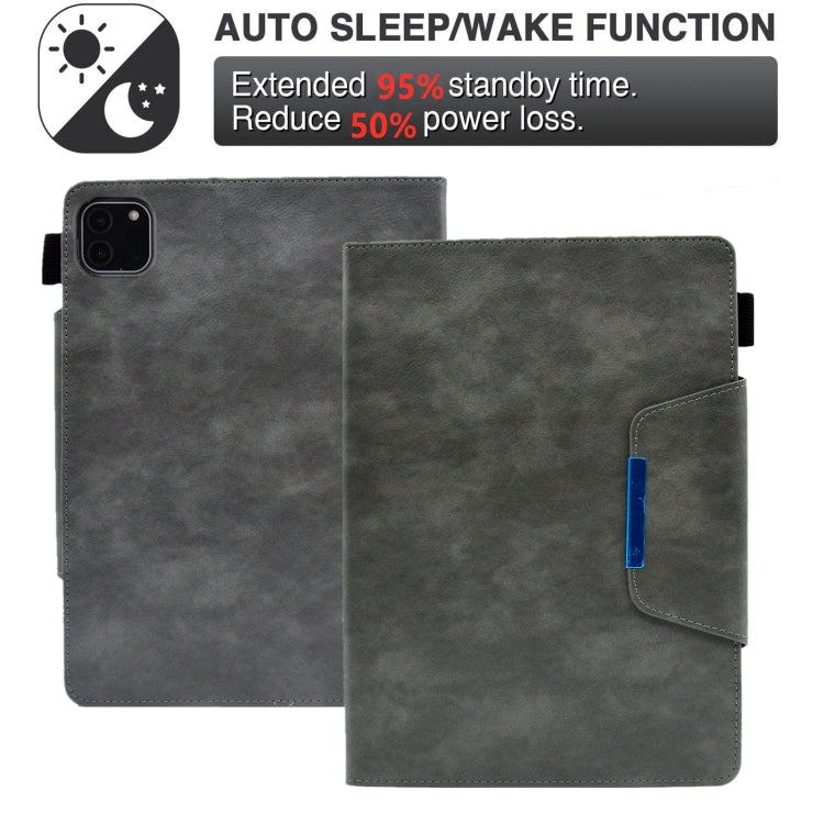 For iPad Pro 11 2024 Suede Cross Texture Magnetic Clasp Leather Smart Tablet Case(Grey) - iPad Pro 11 2024 Cases by buy2fix | Online Shopping UK | buy2fix