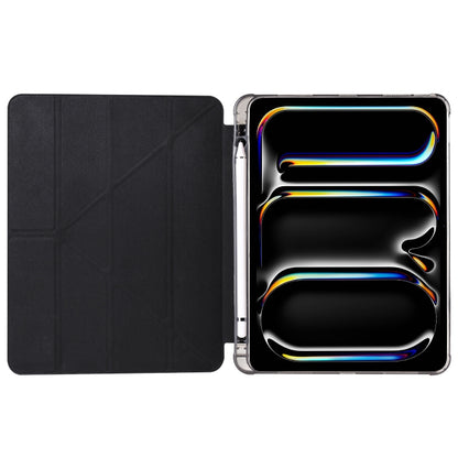 For iPad Pro 13 2024 Multi-folding TPU Leather Smart Tablet Case with Pen Slot(Black) - iPad Pro 13 2024 Cases by buy2fix | Online Shopping UK | buy2fix