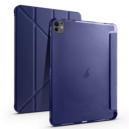 For iPad Pro 13 2024 Multi-folding TPU Leather Smart Tablet Case with Pen Slot(Dark Blue) - iPad Pro 13 2024 Cases by buy2fix | Online Shopping UK | buy2fix