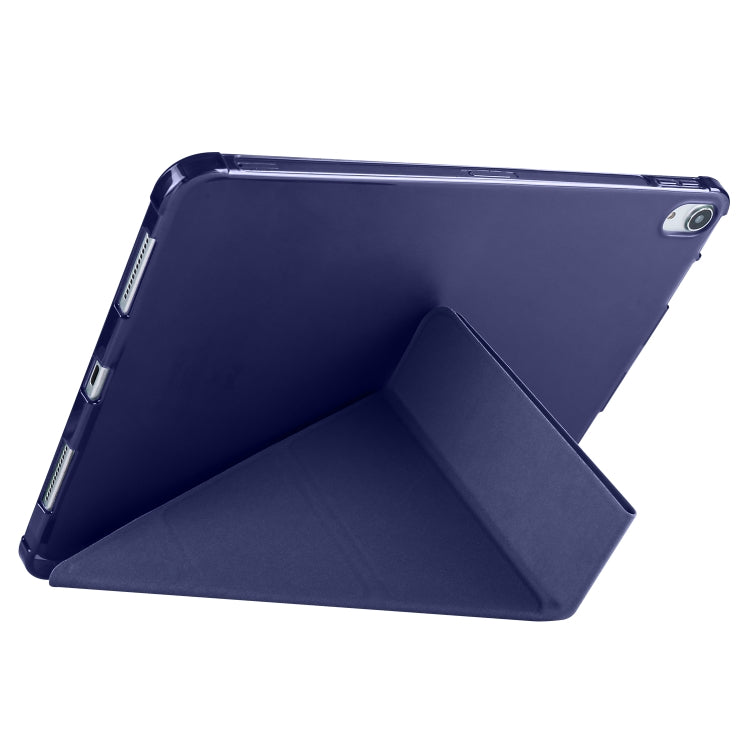 For iPad Pro 13 2024 Multi-folding TPU Leather Smart Tablet Case with Pen Slot(Dark Blue) - iPad Pro 13 2024 Cases by buy2fix | Online Shopping UK | buy2fix