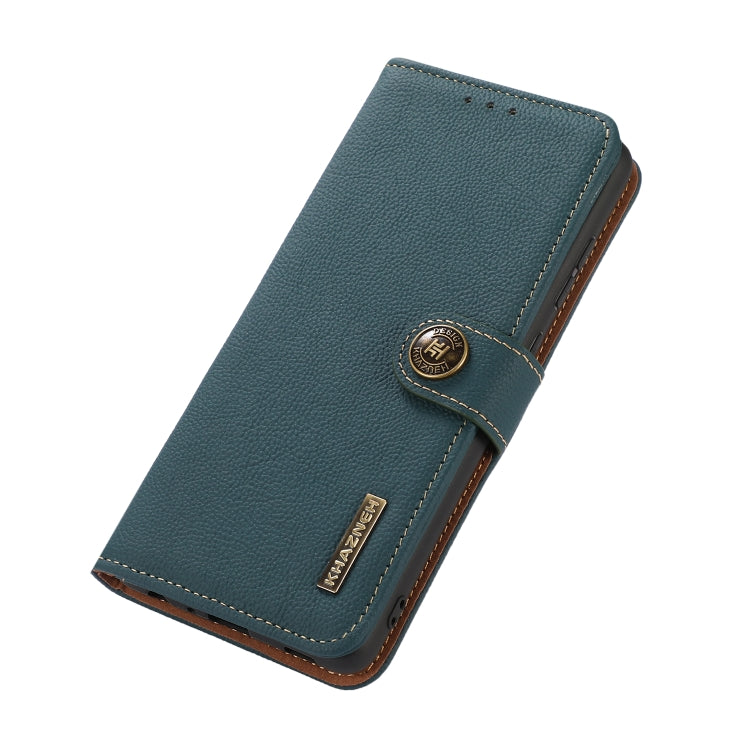 For iPhone 16 Pro KHAZNEH Custer Genuine Leather RFID Phone Case(Green) - iPhone 16 Pro Cases by buy2fix | Online Shopping UK | buy2fix