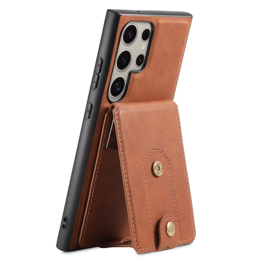 For Samsung Galaxy S24 Ultra 5G Denior D14 NK Retro Pattern MagSafe Magnetic Card Holder Leather Phone Case(Brown) - Galaxy S24 Ultra 5G Cases by Denior | Online Shopping UK | buy2fix