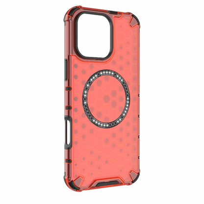 For iPhone 16 Pro Max Honeycomb Magnetic Ring Shockproof Phone Case(Red) - iPhone 16 Pro Max Cases by buy2fix | Online Shopping UK | buy2fix