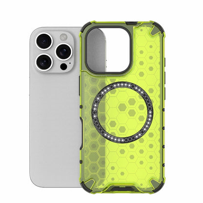 For iPhone 16 Pro Honeycomb Magnetic Ring Shockproof Phone Case(Green) - iPhone 16 Pro Cases by buy2fix | Online Shopping UK | buy2fix