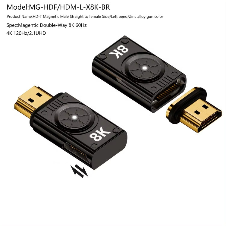 8K 60Hz HDTV to HDTV Side Bend Magnetic Converter(Brown Left Bend) - Converter by buy2fix | Online Shopping UK | buy2fix