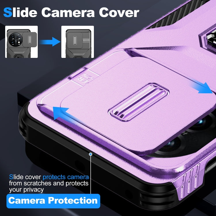 For OnePlus 11 5G Sliding Camshield Holder Phone Case(Purple) - OnePlus Cases by buy2fix | Online Shopping UK | buy2fix