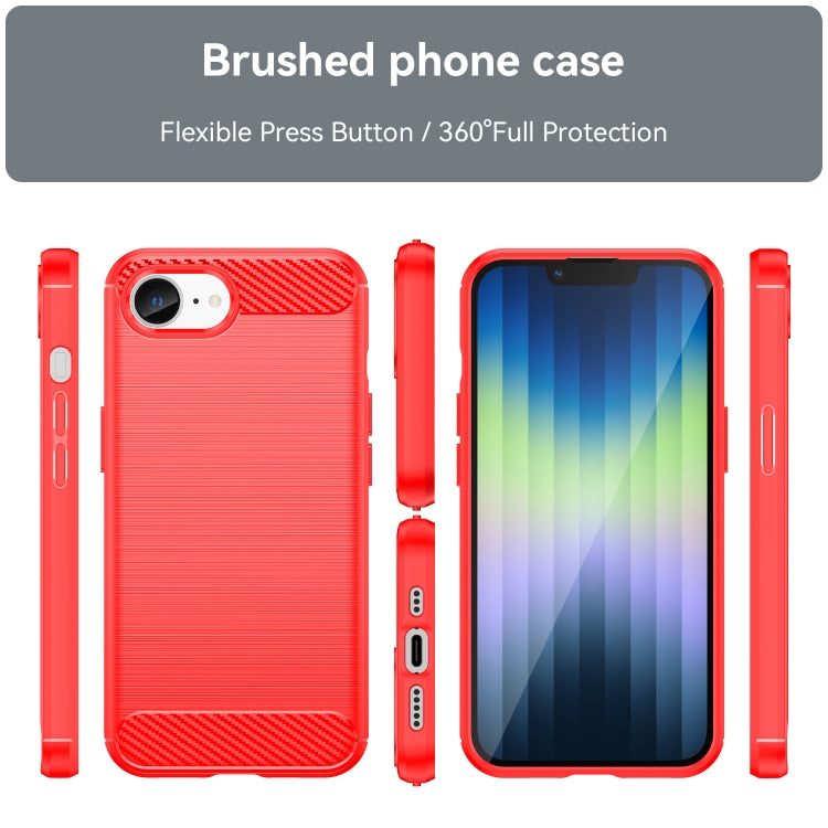 For iPhone SE 2024 Brushed Texture Carbon Fiber TPU Phone Case(Red) - More iPhone Cases by buy2fix | Online Shopping UK | buy2fix