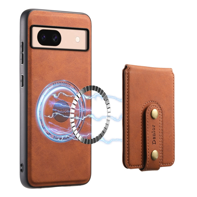 For Google Pixel 8a Denior D14 NK Retro Pattern MagSafe Magnetic Card Holder Leather Phone Case(Brown) - Google Cases by Denior | Online Shopping UK | buy2fix