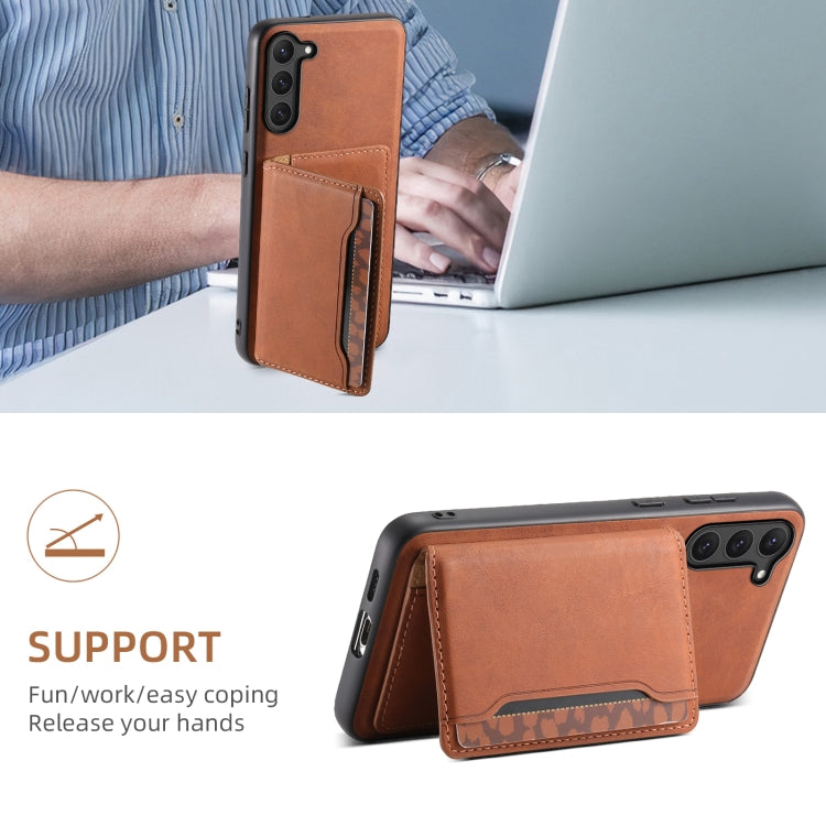 For Samsung Galaxy S23 5G Denior D13 Retro Texture Leather MagSafe Card Bag Phone Case(Brown) - Galaxy S23 5G Cases by Denior | Online Shopping UK | buy2fix