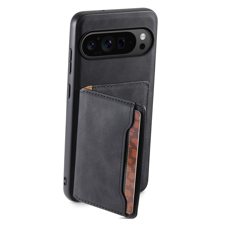 For Google Pixel 9 Pro Denior D13 Retro Texture Leather MagSafe Card Bag Phone Case(Black) - Google Cases by Denior | Online Shopping UK | buy2fix