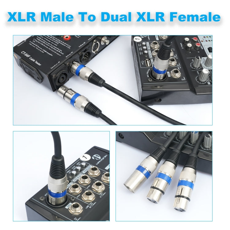 2055YMFF-05 XLR 3pin Male to Dual Female Audio Cable, Length: 50cm(Black+Blue) - Microphone Audio Cable & Connector by buy2fix | Online Shopping UK | buy2fix