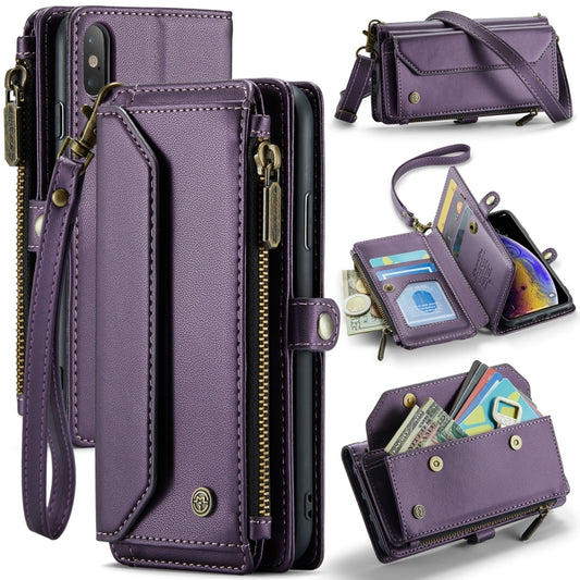 For iPhone XS Max CaseMe C36 Card Slots Zipper Wallet RFID Anti-theft Leather Phone Case(Purple) - More iPhone Cases by CaseMe | Online Shopping UK | buy2fix