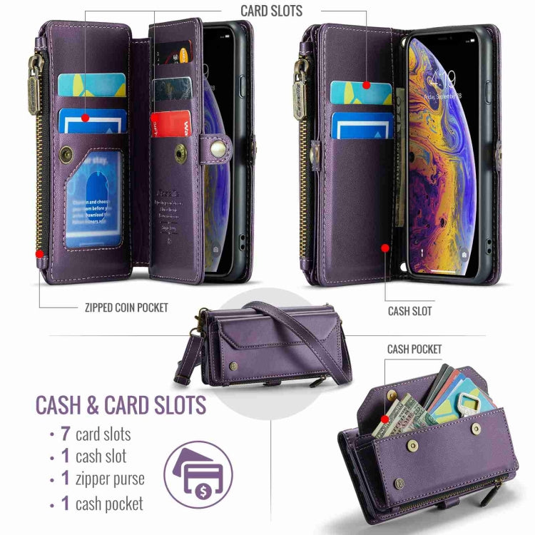 For iPhone XS Max CaseMe C36 Card Slots Zipper Wallet RFID Anti-theft Leather Phone Case(Purple) - More iPhone Cases by CaseMe | Online Shopping UK | buy2fix