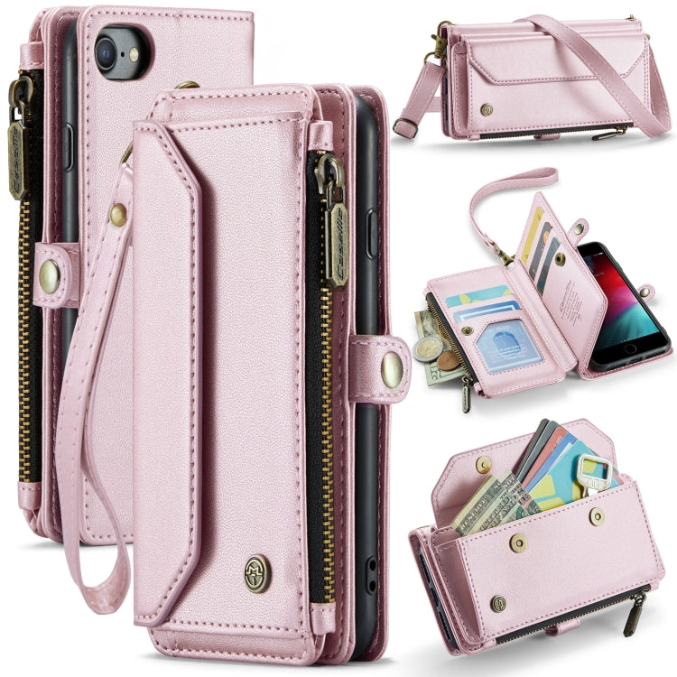 For iPhone SE 2022 / SE 2020 CaseMe C36 Card Slots Zipper Wallet RFID Anti-theft Leather Phone Case(Pink) - iPhone SE 2022 / 2020 / 8 / 7 Cases by CaseMe | Online Shopping UK | buy2fix