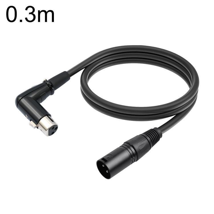 XK041L XLR 3pin Straight Male to Elbow Female Audio Cable, Length:0.3m(Black) - Microphone Audio Cable & Connector by buy2fix | Online Shopping UK | buy2fix